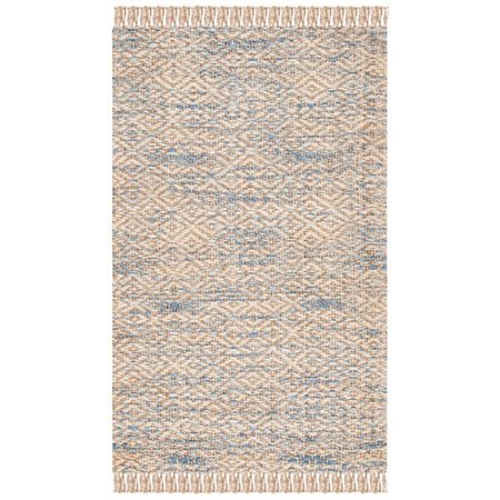 SAFAVIEH 9 x 12 ft. Natural Fiber Rustic Rectangle Hand Woven Rug, Natural & Blue NF822A-9